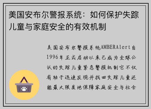 美国安布尔警报系统：如何保护失踪儿童与家庭安全的有效机制